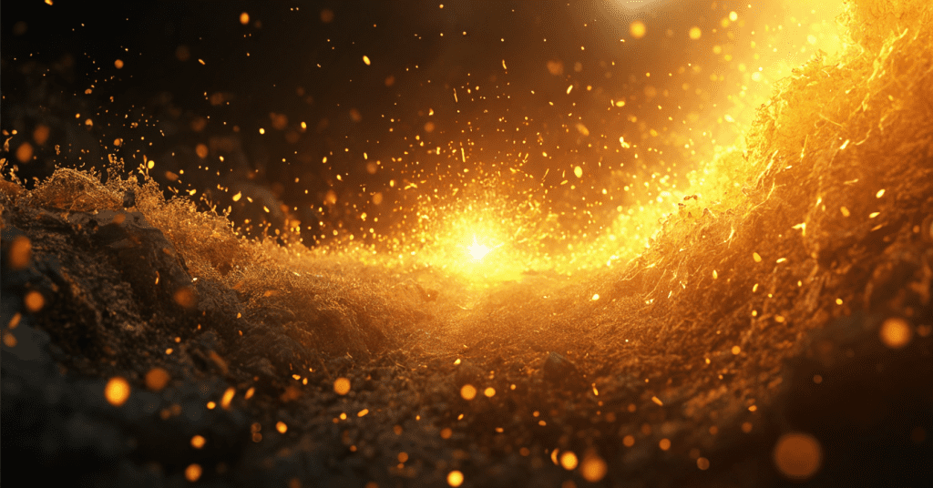 Dark energy patterns dissolving into radiant golden light, symbolizing the release of money blocks and the restoration of abundance flow.